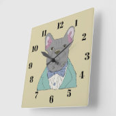 Gray French Bulldog Quadratische Wanduhr (Winkel)