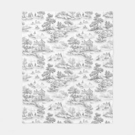 Gray French Style Toile de Jouy Romantisches Elega Fleecedecke