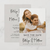 Gray Fun Script Modernes Foto Minimalistische Hoch Save The Date (Vorne/Hinten)