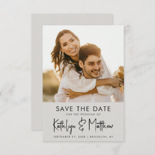 Gray Fun Script Modernes Foto Minimalistische Hoch Save The Date