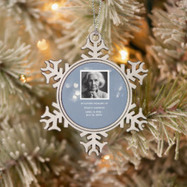 Gray Funeral Memorial Keepake Schneeflocken Zinn-Ornament