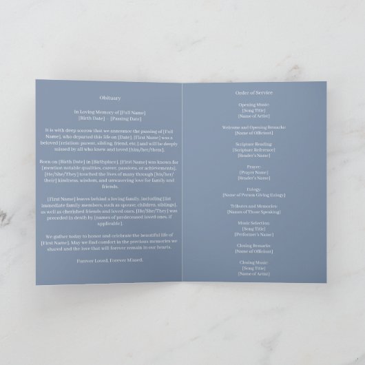 Gray Funeral Memorial Obituary Folary Program Programm (Innenseite)