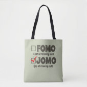Gray Funny FOMO JOMO Karo the box Introvertieren Tasche (Vorderseite)