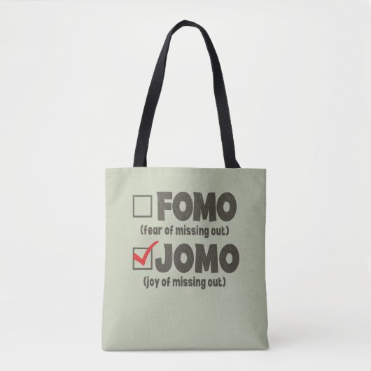 Gray Funny FOMO JOMO Karo the box Introvertieren Tasche (Vorderseite)