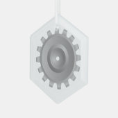 Gray Gear Ornament Aus Glas (Vorderseite Links)