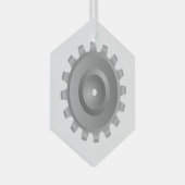 Gray Gear Ornament Aus Glas (Vorderseite Rechts)