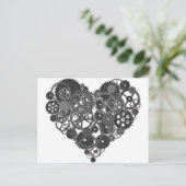 Gray Gears Heart Postkarte (Stehend Vorderseite)
