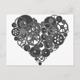 Gray Gears Heart Postkarte