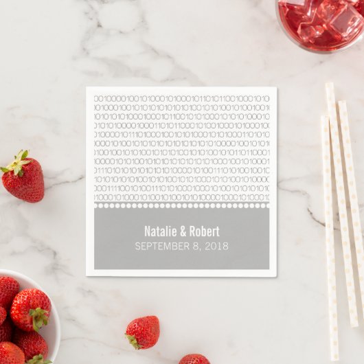 Gray Geek Chic Binary Code Paper Napkins Serviette (Beispiel)