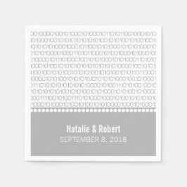 Gray Geek Chic Binary Code Paper Napkins Serviette