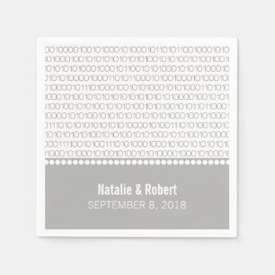 Gray Geek Chic Binary Code Paper Napkins Serviette