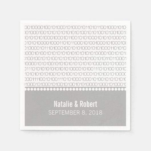 Gray Geek Chic Binary Code Paper Napkins Serviette (Vorderseite)