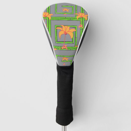 Gray Geo Floral Golf Headcover (Vorderseite)