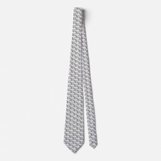Gray Geometric 3D Look Muster Moderne Neck Tie Krawatte (Vorderseite)