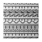 Gray Geometric Abstrakt Aztec Tribal Print Pattern Fliese (Vorderseite)