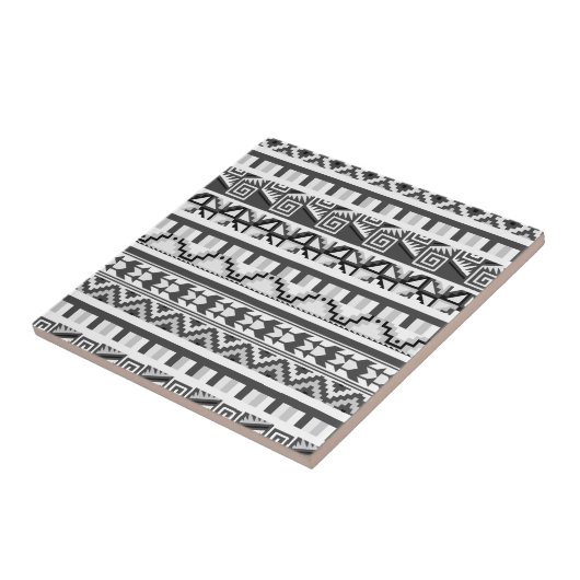Gray Geometric Abstrakt Aztec Tribal Print Pattern Fliese (Seite)