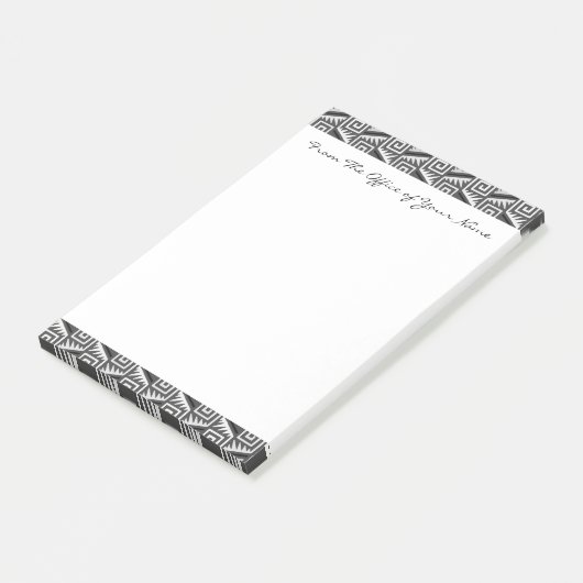 Gray Geometric Abstrakt Aztec Tribal Print Pattern Post-it Klebezettel (angewinkelt)