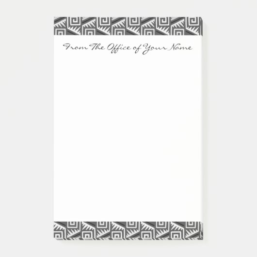 Gray Geometric Abstrakt Aztec Tribal Print Pattern Post-it Klebezettel (Vorderseite)