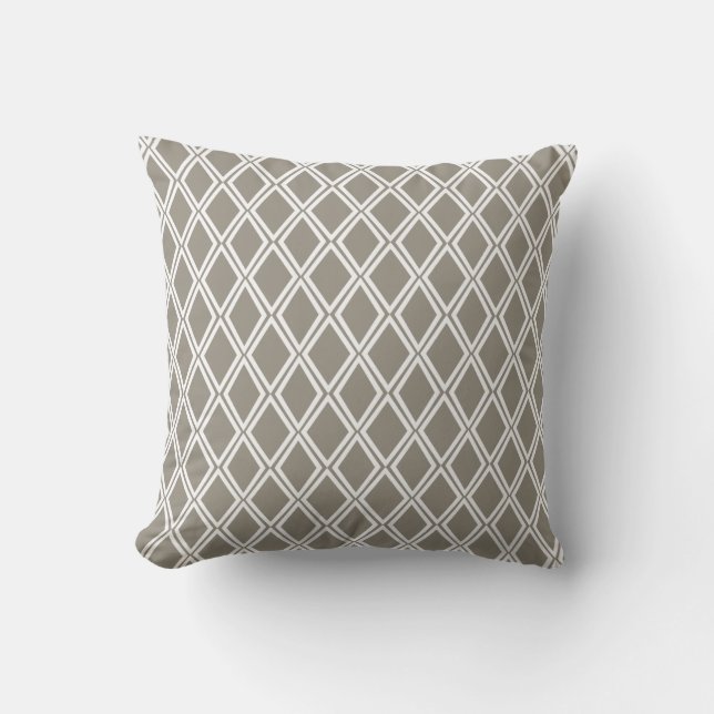 Gray Geometric Diamond Pattern Kissen (Vorderseite)