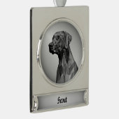 Gray Geometric Dog Banner-Ornament Silber (Rechts)