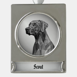 Gray Geometric Dog Banner-Ornament Silber