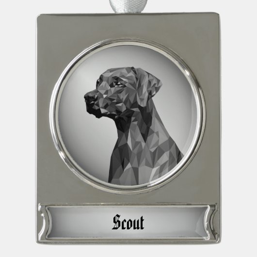 Gray Geometric Dog Banner-Ornament Silber (Vorderseite)