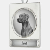 Gray Geometric Dog Banner-Ornament Silber (Links)