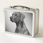 Gray Geometric Dog Metall Brotdose (Rückseite)