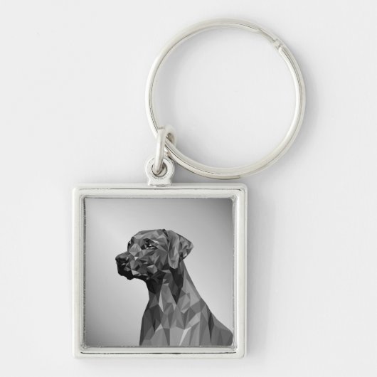 Gray Geometric Dog Schlüsselanhänger (Vorne)