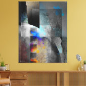 Gray Geometric Industrial Grunge Art Leinwanddruck (Insitu (Wohnzimmer))