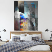 Gray Geometric Industrial Grunge Art Leinwanddruck (Insitu (Schlafzimmer))