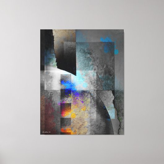 Gray Geometric Industrial Grunge Art Leinwanddruck (Vorderseite)