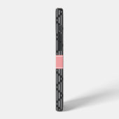 Gray Geometric Line Diamond Muster Pink Monogram iPhone Hülle (Linke Seite)