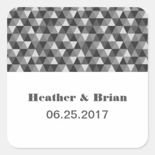 Gray geometrische Dreiecke für die Hochzeitskleber Quadratischer Aufkleber