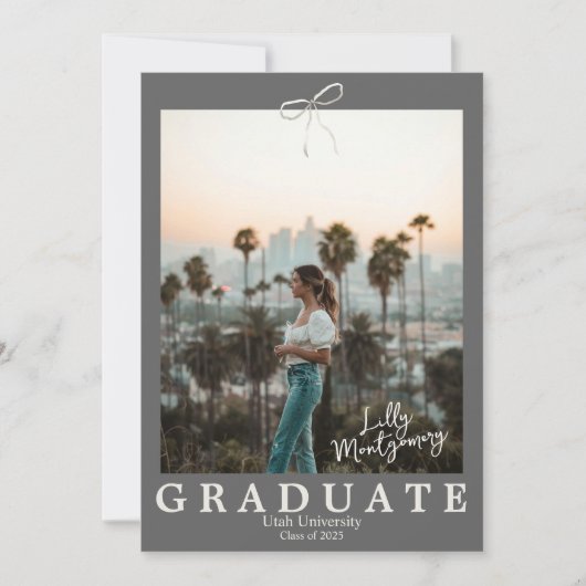 Gray Gingham Coquette Abschluss Ankündigung (Vorderseite)