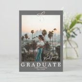 Gray Gingham Coquette Abschluss Ankündigung (Stehend Vorderseite)