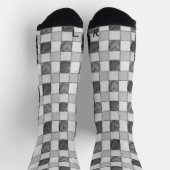 Gray Gingham Heart Socken (Oben)