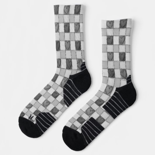 Gray Gingham Heart Socken (Links)