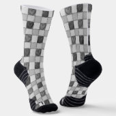 Gray Gingham Heart Socken (Gewinkelt)