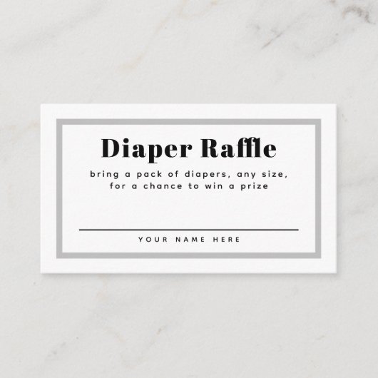 Gray Gingham Kariert Baby Duwer Diaper Raffle Begleitkarte (Vorderseite)