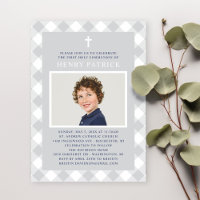 Gray Gingham Kariert First Communation for Boy Fot