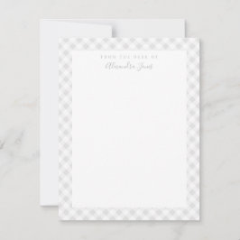 Gray Gingham Karo Personal Stationery Note Card Dankeskarte