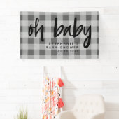 Gray Gingham Modern Baby Shower Banner (Insitu)