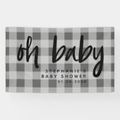 Gray Gingham Modern Baby Shower Banner (Horizontal)