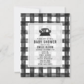 Gray Gingham Night Sky Mountains Baby Dusche Einladung (Vorderseite)