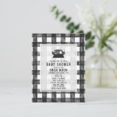 Gray Gingham Night Sky Mountains Baby Dusche Einladung (Stehend Vorderseite)