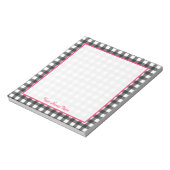 Gray Gingham Personalisiert Notepad Notizblock (Rotiert)