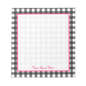 Gray Gingham Personalisiert Notepad Notizblock (Vorderseite)