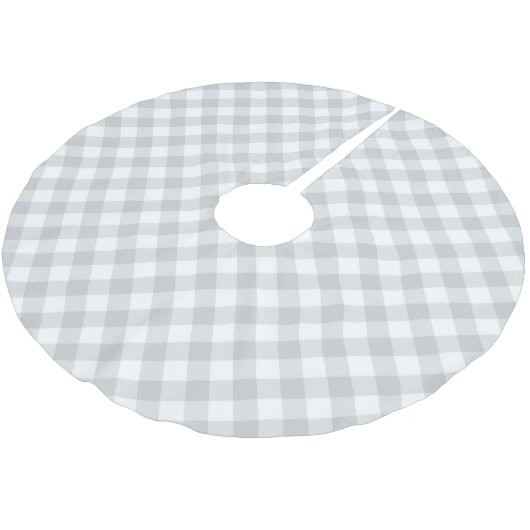 Gray Gingham Polyester Weihnachtsbaumdecke (Schrägansicht)