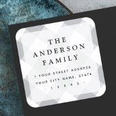 Gray Gingham Schachbretts Eleganz Rücksendeadresse Quadratischer Aufkleber